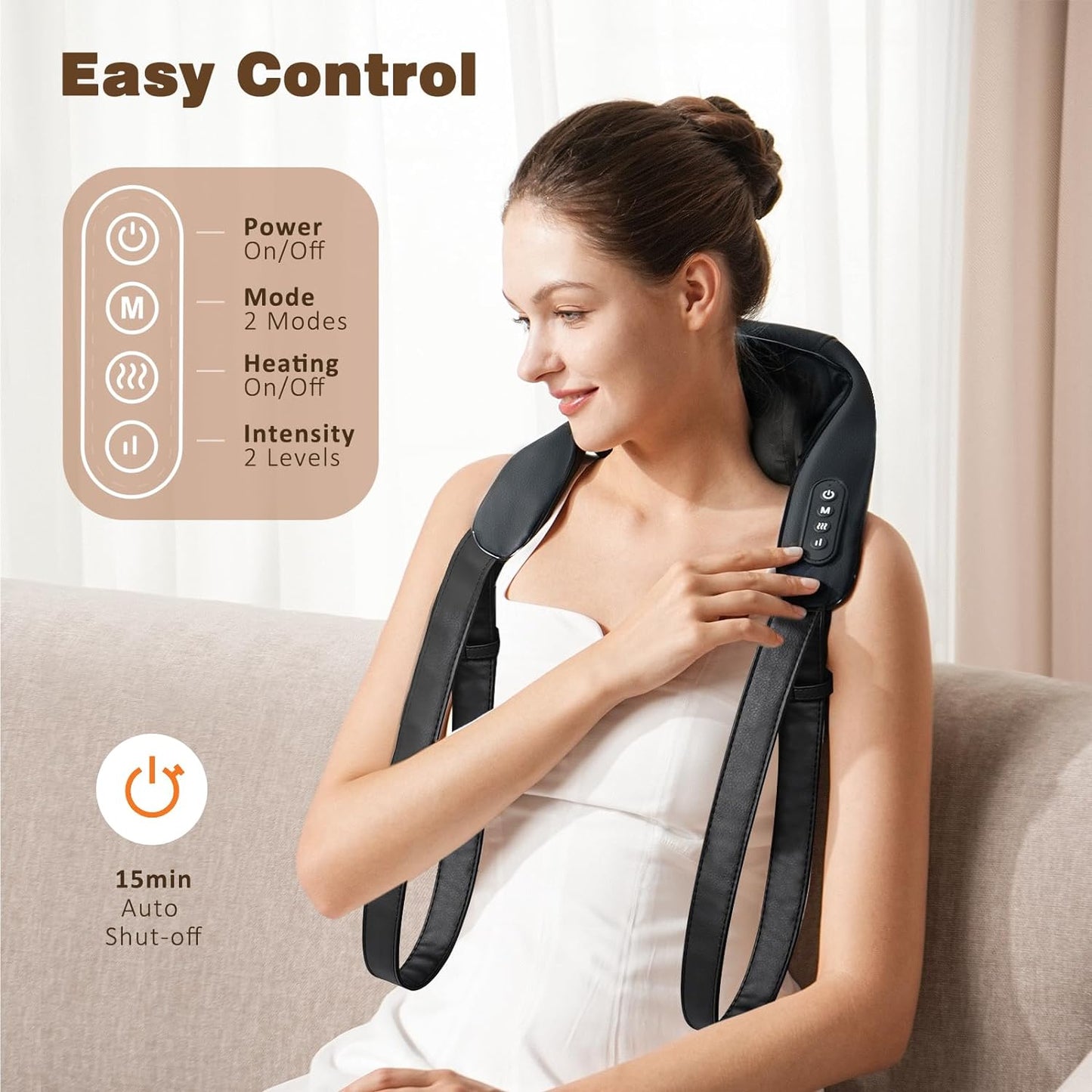 Neck Massager with Heat, Cordless Deep Tissue 4D Expert Kneading Massager, Shiatsu Neck and Shoulder Massage Pillow for Neck, Traps, Back and Leg Pain Relief, Gifts for Men Women Mom Dad