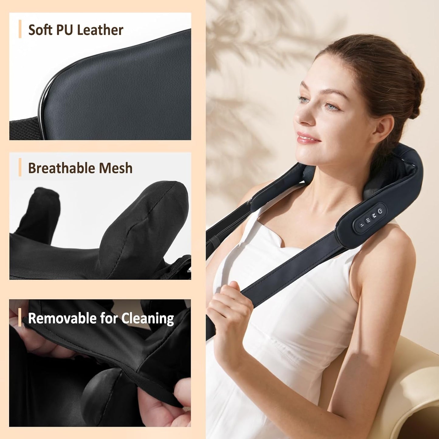 Neck Massager with Heat, Cordless Deep Tissue 4D Expert Kneading Massager, Shiatsu Neck and Shoulder Massage Pillow for Neck, Traps, Back and Leg Pain Relief, Gifts for Men Women Mom Dad